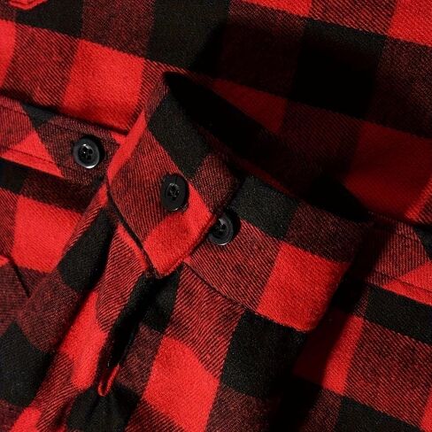 Boys Flannel Hoodie Shirts Plaid Button Down Jackets Long Sleeve Stylish Blouse Fall Winter Casual Tops with Pocket in Saudi Arabia