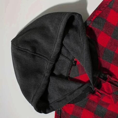Boys Flannel Hoodie Shirts Plaid Button Down Jackets Long Sleeve Stylish Blouse Fall Winter Casual Tops with Pocket in Saudi Arabia