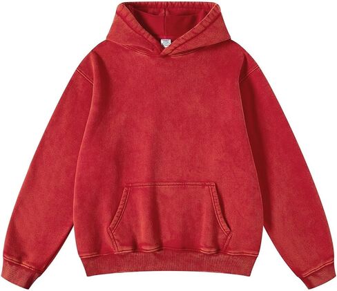 Womens Acid Wash Oversized Hoodie Unisex Couples Heavyweight Fleece Vintage Hoodies Baggy Pullover Sweatshirt in Kuwait