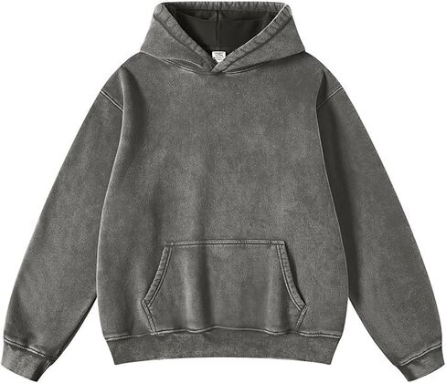 Womens Acid Wash Oversized Hoodie Unisex Couples Heavyweight Fleece Vintage Hoodies Baggy Pullover Sweatshirt in Kuwait