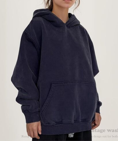 سترة نسائية ذات قلنسوة كبيرة الحجم للجنسين للأزواج من الصوف الثقيل الوزن وسترة فضفاضة ذات قلنسوة in Kuwait