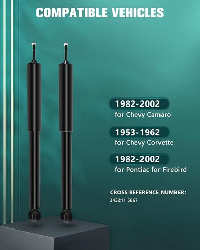 AUTOMUTO 2 Pcs Struts Shock Absorbers Compatible with 1982-2002 for Chevy Camaro,1953-1962 for Chevy Corvette,1982-2002 for Pontiac for Firebird with 343211 Auto Shocks - Rear in Saudi Arabia