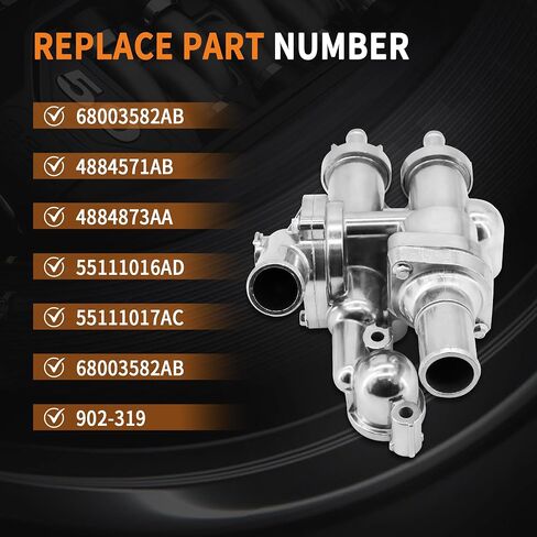 غطاء ترموستات ألومنيوم مطور متوافق مع Chrysler 200 2011-14 Sebring 2008-10 Dodge Avenger 2008-14 Journey 2009-17 Jeep Compass 2007-17 Patriot 2007-17، استبدل 68003582AB in Saudi Arabia