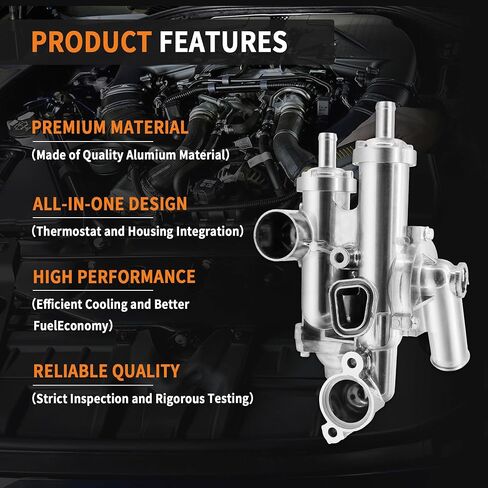 غطاء ترموستات ألومنيوم مطور متوافق مع Chrysler 200 2011-14 Sebring 2008-10 Dodge Avenger 2008-14 Journey 2009-17 Jeep Compass 2007-17 Patriot 2007-17، استبدل 68003582AB in Saudi Arabia