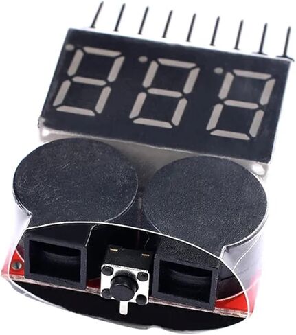 1-8S Lipo Li-ion Fe Battery Voltage 2IN1 Indicator Tester Low Voltage Buzzer Alarm for RC Car Boat LED 3.7-30V Dual Speaker in Saudi Arabia