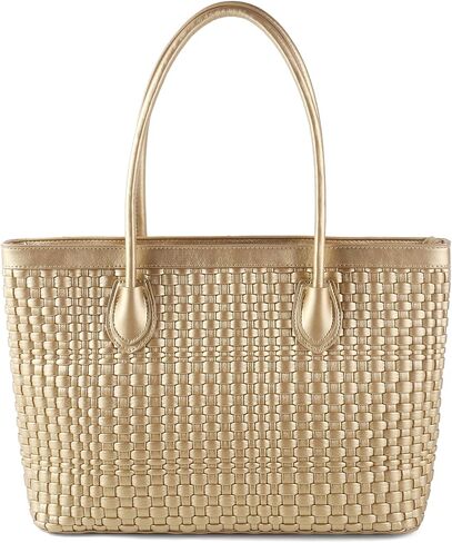 حقيبة يد منسوجة للنساء مصنوعة يدويًا من الجلد النباتي حقيبة يد بسحاب للإغلاق على الشاطئ وحقيبة يد للسفر in Kuwait