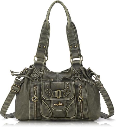 Angel Kiss Small hobo Bags for Women Retro Washed Leather Shoulder Handbag Roomy Top Handles Purses With Removable Strap in Kuwait