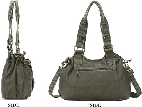Angel Kiss Small hobo Bags for Women Retro Washed Leather Shoulder Handbag Roomy Top Handles Purses With Removable Strap in Kuwait
