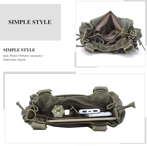 Angel Kiss Small hobo Bags for Women Retro Washed Leather Shoulder Handbag Roomy Top Handles Purses With Removable Strap in Kuwait