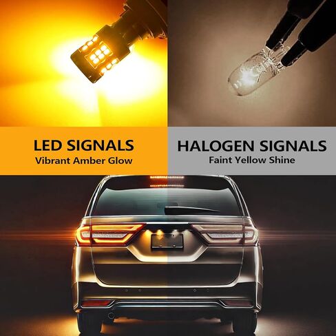 مصابيح إشارة الانعطاف LED 7440 متوافقة مع Honda Odyssey 2005-2010 (أمامي) و1995-2023 (خلفي)، أصفر كهرماني، التوصيل والتشغيل، عبوة من 2 in Kuwait