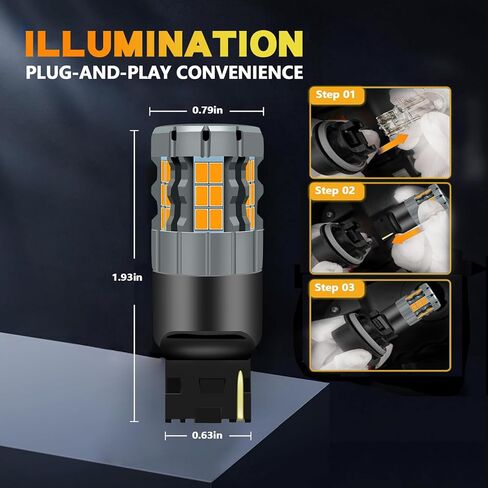 مصابيح إشارة الانعطاف LED 7440 متوافقة مع Honda Odyssey 2005-2010 (أمامي) و1995-2023 (خلفي)، أصفر كهرماني، التوصيل والتشغيل، عبوة من 2 in Kuwait