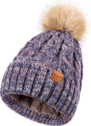 Winuesa Winter Hats for Women with Pom Pom, Womens Beanie Fleece Lined for Cold Weather, Multicolor Ski Skull Cap for Ladies in Saudi Arabia