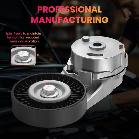 BDFHYK 90K-38159 Belt Tensioner Assembly with Pulley Compatible with Chevy Tahoe Avalanche Silverado Suburban 1500 & GMC Yukon Sierra 1500 & Cadillac Escalade & Hummer H2, Replaces# 38159 ACK040378HD in Saudi Arabia