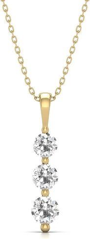 قلادة TimeLess Classics للسيدات من 1 إلى 2 قيراط TW Lab Grown Diamond وثلاثة أحجار متوفرة بالذهب الأبيض والأصفر عيار 10 قيراط in Kuwait