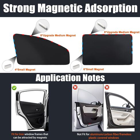 ظلال نافذة السيارة XCBYT، 4 قطع ستائر خصوصية للسيارة، أغطية نوافذ السيارة المضيئة بنسبة 100%، ظل شمسي للنافذة الجانبية المغناطيسية يحافظ على برودة الرضاعة الطبيعية، وأخذ القيلولة، وتغيير الملابس، والتخييم in Kuwait