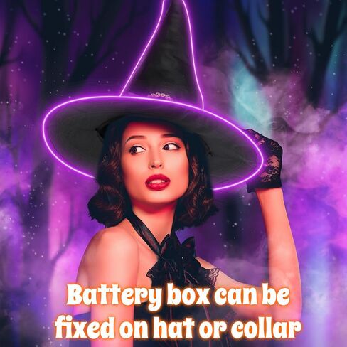2 Pcs Lighted Halloween Witch Hats for Women Light up Witch Hat with LED Light for Halloween Cosplay Favors Costume in Saudi Arabia