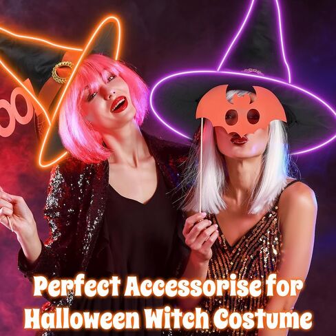 2 Pcs Lighted Halloween Witch Hats for Women Light up Witch Hat with LED Light for Halloween Cosplay Favors Costume in Saudi Arabia