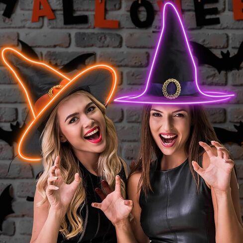 2 Pcs Lighted Halloween Witch Hats for Women Light up Witch Hat with LED Light for Halloween Cosplay Favors Costume in Saudi Arabia