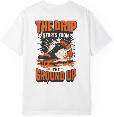 قميص للجنسين The Drip Starts from The Ground Up - تي شيرت رياضي مطابق للوحة الخلفية المحطمة AJ1 - تي شيرت برسومات الشارع in Kuwait
