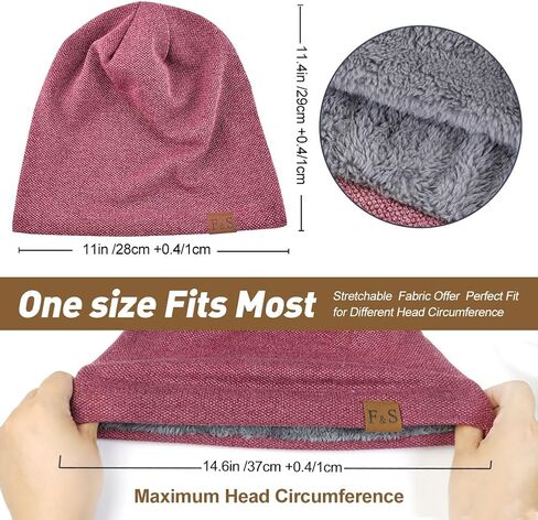 Unisex Plush Lined Skull Cap Winter Beanie Hats, Knitted Fleece Beanies for Men and Women in Saudi Arabia