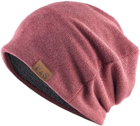 Unisex Plush Lined Skull Cap Winter Beanie Hats, Knitted Fleece Beanies for Men and Women in Saudi Arabia