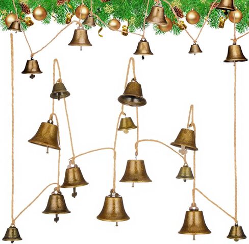 Zonon 8.86 ft Christmas Bells Christmas Bronze Jingle Bells Hanging String Vintage Jingle Bell Decorative Craft Bell Garland on String Metal Gold Bells for Wall Ornaments Home Office Door Decorations in Saudi Arabia