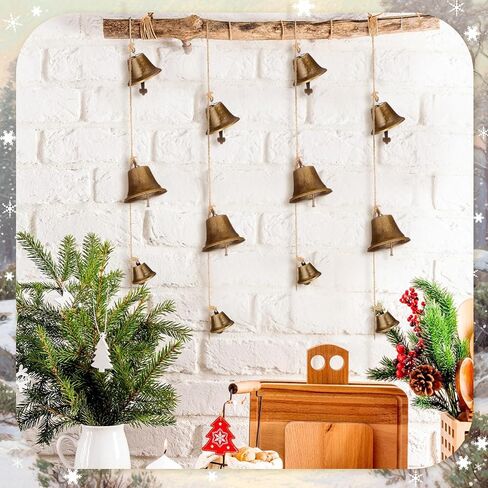 Zonon 8.86 ft Christmas Bells Christmas Bronze Jingle Bells Hanging String Vintage Jingle Bell Decorative Craft Bell Garland on String Metal Gold Bells for Wall Ornaments Home Office Door Decorations in Saudi Arabia