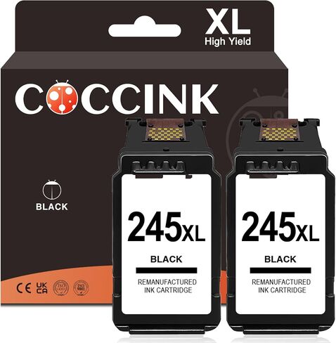 خرطوشة حبر COCCINK 245XL 246XL بديلة لطابعة Canon Pixma TS3100 TS3122 TS3150 TS3322 MG2522 MG2922 MX490 MX492 TR4520 TR4522 لطابعة Canon PG-245 CL-246 PG-243 CL-244 XL (1 أسود 1 ثلاثي الألوان) in Kuwait
