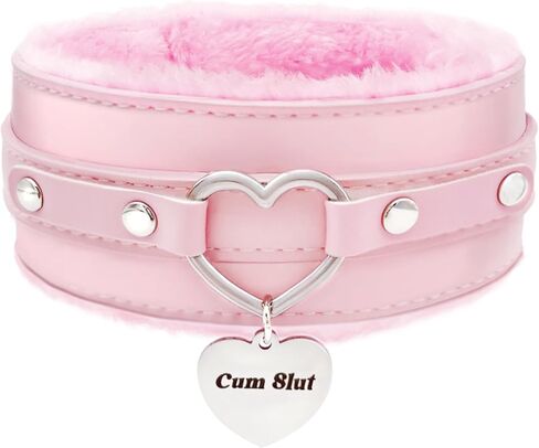 طوق قلادة من الجلد على شكل قلب فروي للنساء من بالولي - قلادة قلب منقوشة مخصصة، قلادة مصنوعة يدويًا من الفرو الصناعي قابلة للتعديل، مجوهرات عصرية قوطية لطيفة in Kuwait