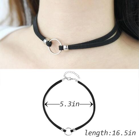 4 Pcs Choker Necklace For Women Black Adjustable Layered Velvet Leather Lace Collar Necklace Goth Jewelry Gifts in Saudi Arabia