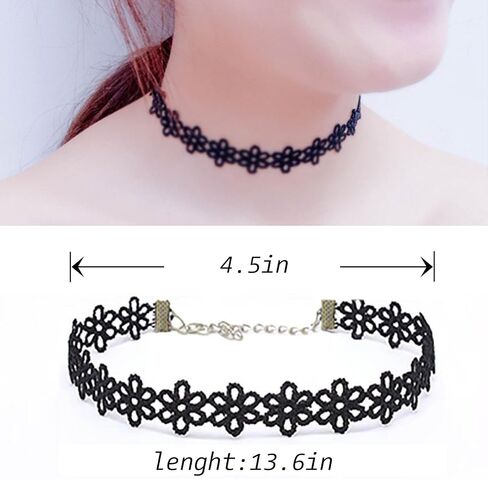 4 Pcs Choker Necklace For Women Black Adjustable Layered Velvet Leather Lace Collar Necklace Goth Jewelry Gifts in Saudi Arabia