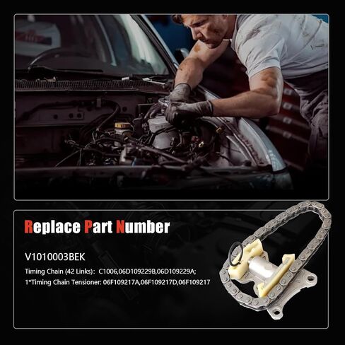 06D109229B 06F109217A شداد سلسلة التوقيت ومجموعة سلسلة مناسبة لـ 2005-2014 Volkswagen Jetta Passat Mk5 EOS، Audi A3 A4 TT 2.0L L4 in Saudi Arabia