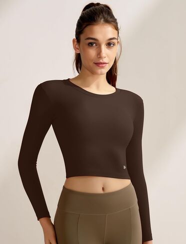 Yvette Womens Backless Long Sleeve Crop Tops Slim Fit Shirts for Yoga in Saudi Arabia