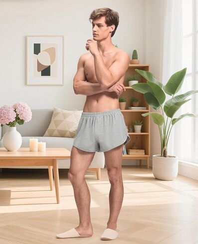 HEAVYWOOD Mens Pajamas Shorts 3 Inch Cotton Short Lightweight Lounge Loose Active Workout Shorts Sleep Bottoms in Saudi Arabia