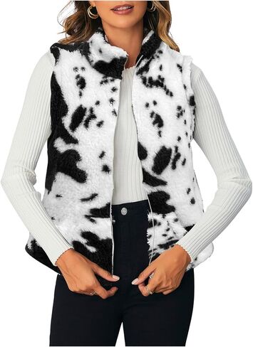 SOLY HUX Women's Fuzzy Zip Up Outerwear Vest Sleeveless Warm Teddy Jacket Coats Winter Clothes in Saudi Arabia
