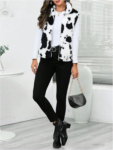 SOLY HUX Women's Fuzzy Zip Up Outerwear Vest Sleeveless Warm Teddy Jacket Coats Winter Clothes in Saudi Arabia