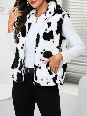 SOLY HUX Women's Fuzzy Zip Up Outerwear Vest Sleeveless Warm Teddy Jacket Coats Winter Clothes in Saudi Arabia