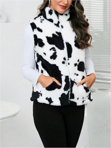 SOLY HUX Women's Fuzzy Zip Up Outerwear Vest Sleeveless Warm Teddy Jacket Coats Winter Clothes in Saudi Arabia