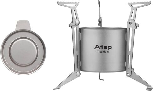 Titanium Alcohol Stove with Foldable Windproof Panel Windscreen Stand, Titanium Portable Lightweight Pot Stand Alcohol Stove Set Suitable for Outdoor Camping Picnic Backpacking Cooking in Kuwait