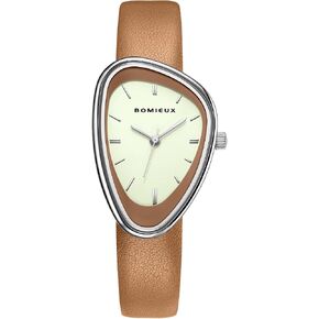 Creative Irregular Watches for Women, Stylish Vintage Analog Quartz Ladies Watches with Leather Strap, Simple Dial, Second Hand, Casual Wrist Watch in Kuwait
