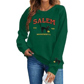 LOTUCY Halloween Sweatshirts Women Oversized Salem Massachusetts Shirts Lightweight Witch Shirt Fall Holiday Tops in Kuwait