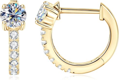 أقراط مويسانيت مويسانيت الصلبة ، 0.7CT/1.2CT مستديرة رائعة ، تقليد أقراط الماس ، أقراط 10K الذهب الصفراء حلق للنساء الرجال ، الأطواق الذهبية للمجوهرات الزفاف. in Saudi Arabia