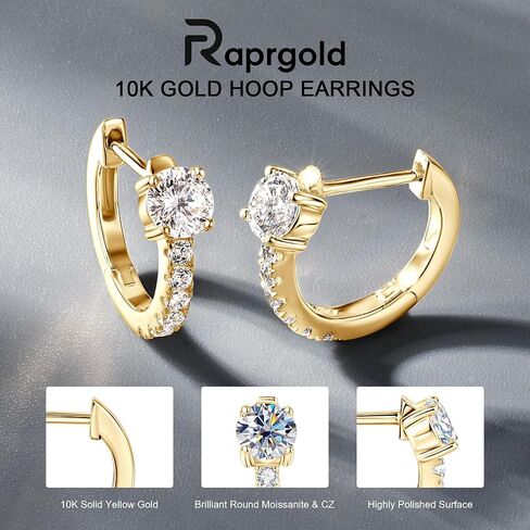 أقراط مويسانيت مويسانيت الصلبة ، 0.7CT/1.2CT مستديرة رائعة ، تقليد أقراط الماس ، أقراط 10K الذهب الصفراء حلق للنساء الرجال ، الأطواق الذهبية للمجوهرات الزفاف. in Saudi Arabia