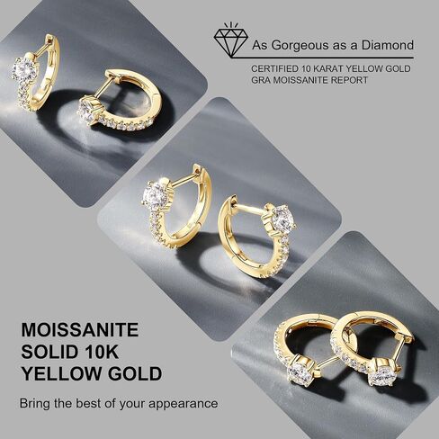 أقراط مويسانيت مويسانيت الصلبة ، 0.7CT/1.2CT مستديرة رائعة ، تقليد أقراط الماس ، أقراط 10K الذهب الصفراء حلق للنساء الرجال ، الأطواق الذهبية للمجوهرات الزفاف. in Saudi Arabia