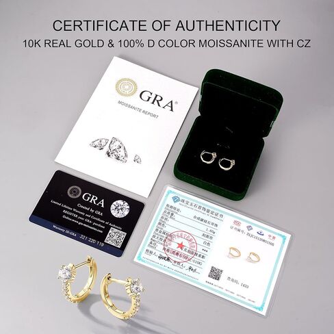 أقراط مويسانيت مويسانيت الصلبة ، 0.7CT/1.2CT مستديرة رائعة ، تقليد أقراط الماس ، أقراط 10K الذهب الصفراء حلق للنساء الرجال ، الأطواق الذهبية للمجوهرات الزفاف. in Saudi Arabia