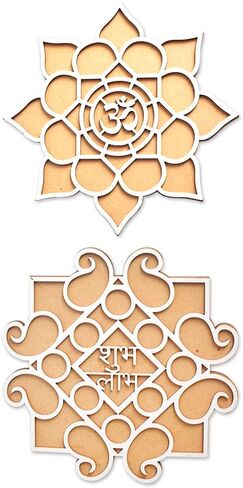 Satvik Set of 6 Rangoli (8 inches) Stencil for Decor DIY Craft Reusable Rangoli Pallets Templates for Floor Table Just Fill with Rangoli Atta or Grains for Navratri Pongal Pooja Mandir (Design-1) in Kuwait