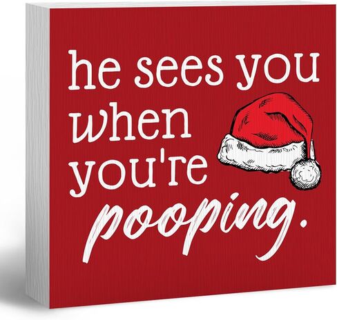Christmas Bathroom Decor, Funny Christmas Decorations, He Sees You When You're Sign, BathroomChristmas Decorations, ChristmasSign, ChristmasWood Table Decor for Guest Bathroom Toilet in Saudi Arabia