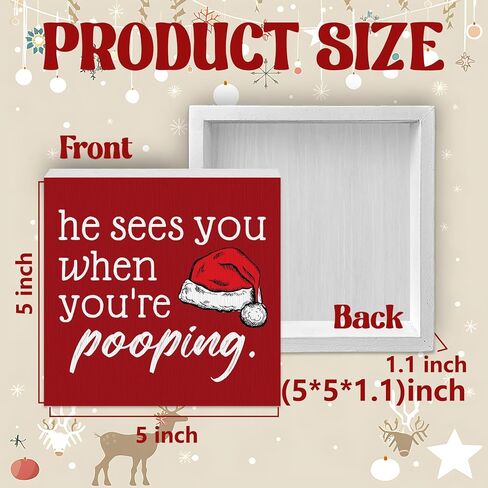 Christmas Bathroom Decor, Funny Christmas Decorations, He Sees You When You're Sign, BathroomChristmas Decorations, ChristmasSign, ChristmasWood Table Decor for Guest Bathroom Toilet in Saudi Arabia