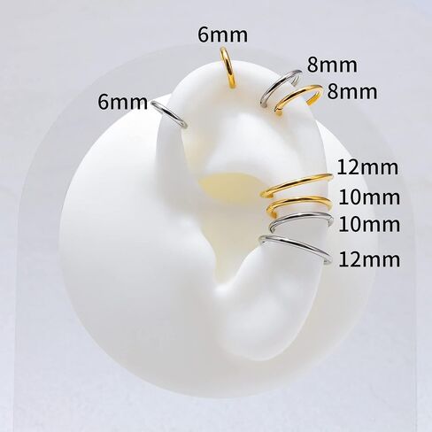 FINE4U ASTM F136 Titanium Nose rings Piercing Jewelry Hoop 16G 18G 20G 6mm 8mm in Saudi Arabia