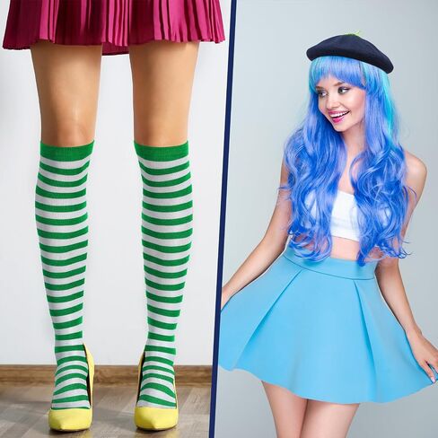 JaGely 2 Pcs Halloween Blueberry Costumes 1 Blueberry Three Leaves Beret 1 Striped Stockings for Women Halloween Cosplay in Saudi Arabia